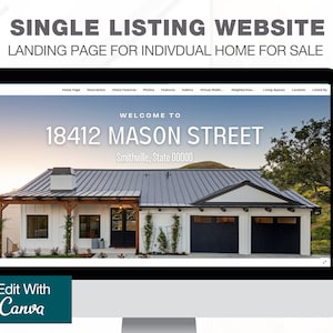 Real Estate Single Listing Website, Realtor Landing Page, Feature Property Website, Realtor Marketing, Instant Download, Edit In Canva