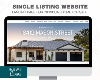 Grundlegende Website für Einzelobjekte, Realtor Landing Page, Feature Objekt Website, Realtor Marketing, Sofort-Download, Bearbeiten in Canva