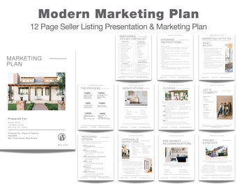 listing presentation kit real estate Real Estate Marketing Plan & Listing Presentation - Editable Marketing Template - CUSTOMIZE AND DOWNLOAD with Canva