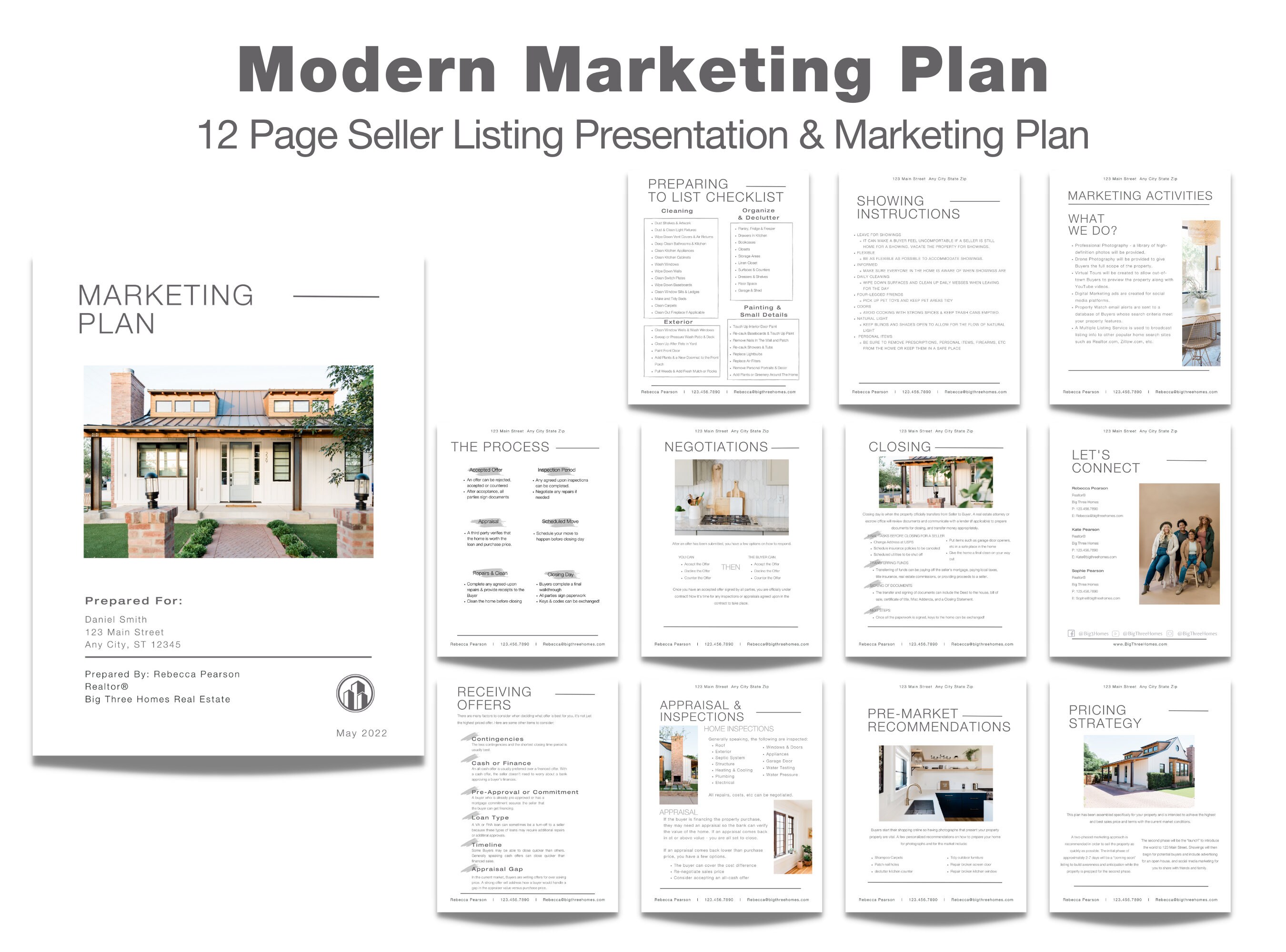 Real Estate Marketing Plan: Seller Presentation Template (canva) - Etsy