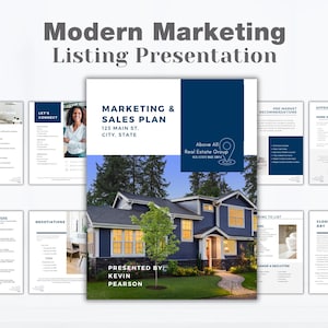 Vastgoedmarketingplan: 13 pagina's tellende listingpresentatie (canva-sjabloon)