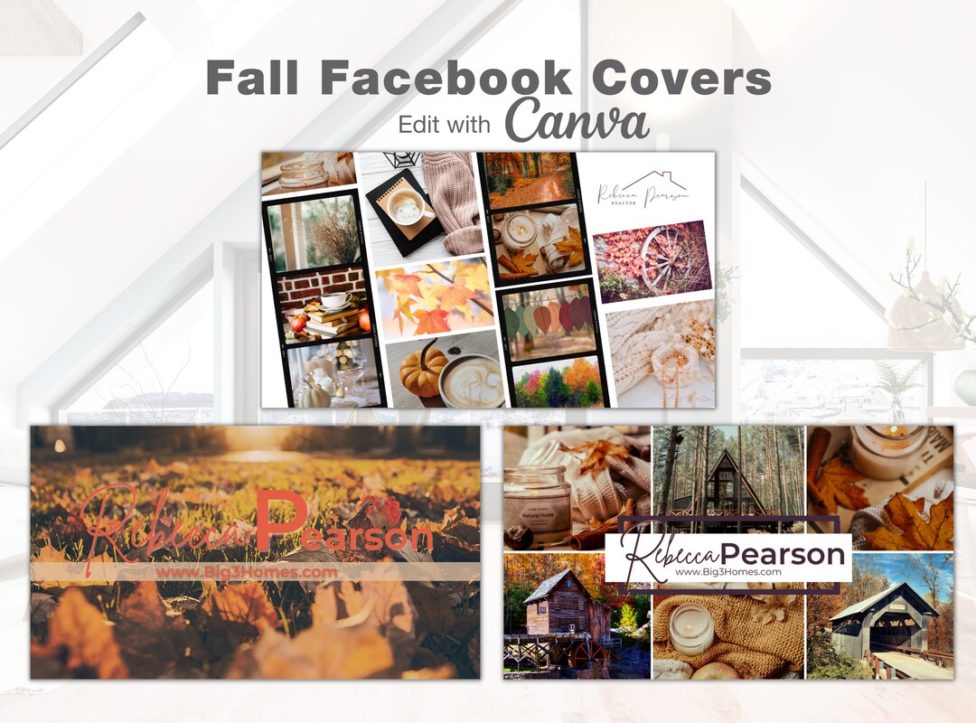 Facebook Cover Templates Fall Marketing Realtor Marketing Etsy