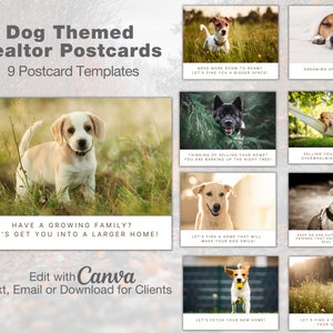 Dog Themed Real Estate Neighborhood Mailer ︱Realtor Postcard Marketing︱Instant Download︱Edit in Canva