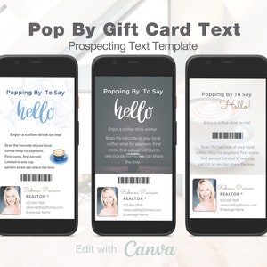 Real Estate Pop By Gift Text Message, Realtor Marketing, Textable gift card, Coffee Text, Birthday Text