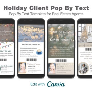 Onroerend goed vakantie tekstbericht, makelaar klant cadeaubon tekst, makelaar marketing, kerstpop langs, vakantie pop langs, BEWERKEN IN CANVA
