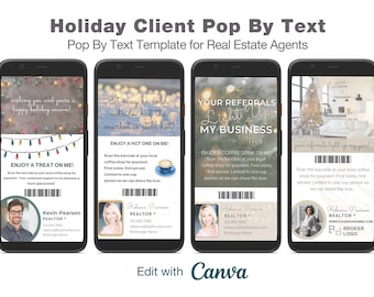 Real Estate Holiday Text Message, Realtor Client Gift Card Text, Realtor Marketing, Christmas Pop By, Holiday Pop By, EDIT IN CANVA