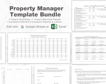 Property Management Template Bundle: Landlord & Tenant Checklists (Edit in Google Sheets/Excel)