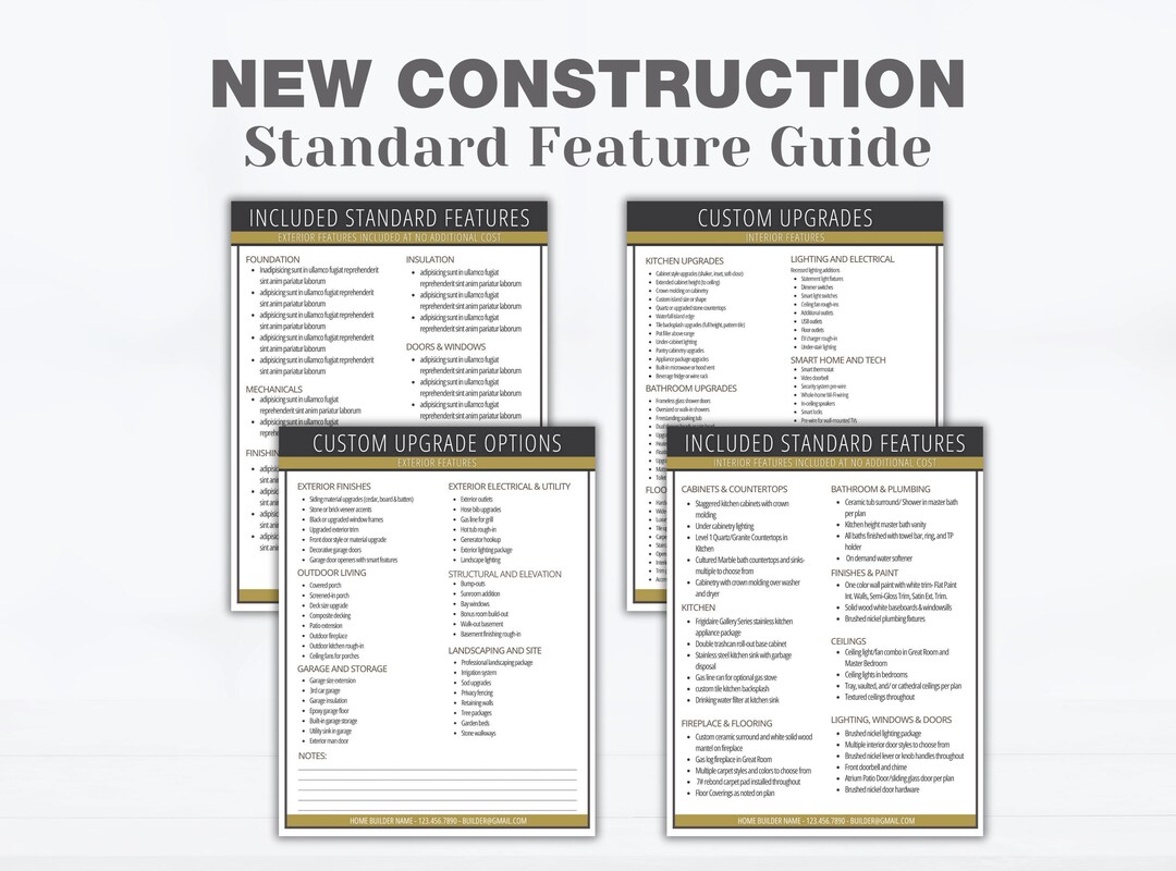 Home Builder Feature Sheet Template: Realtor Marketing (EDIT IN CANVA ...