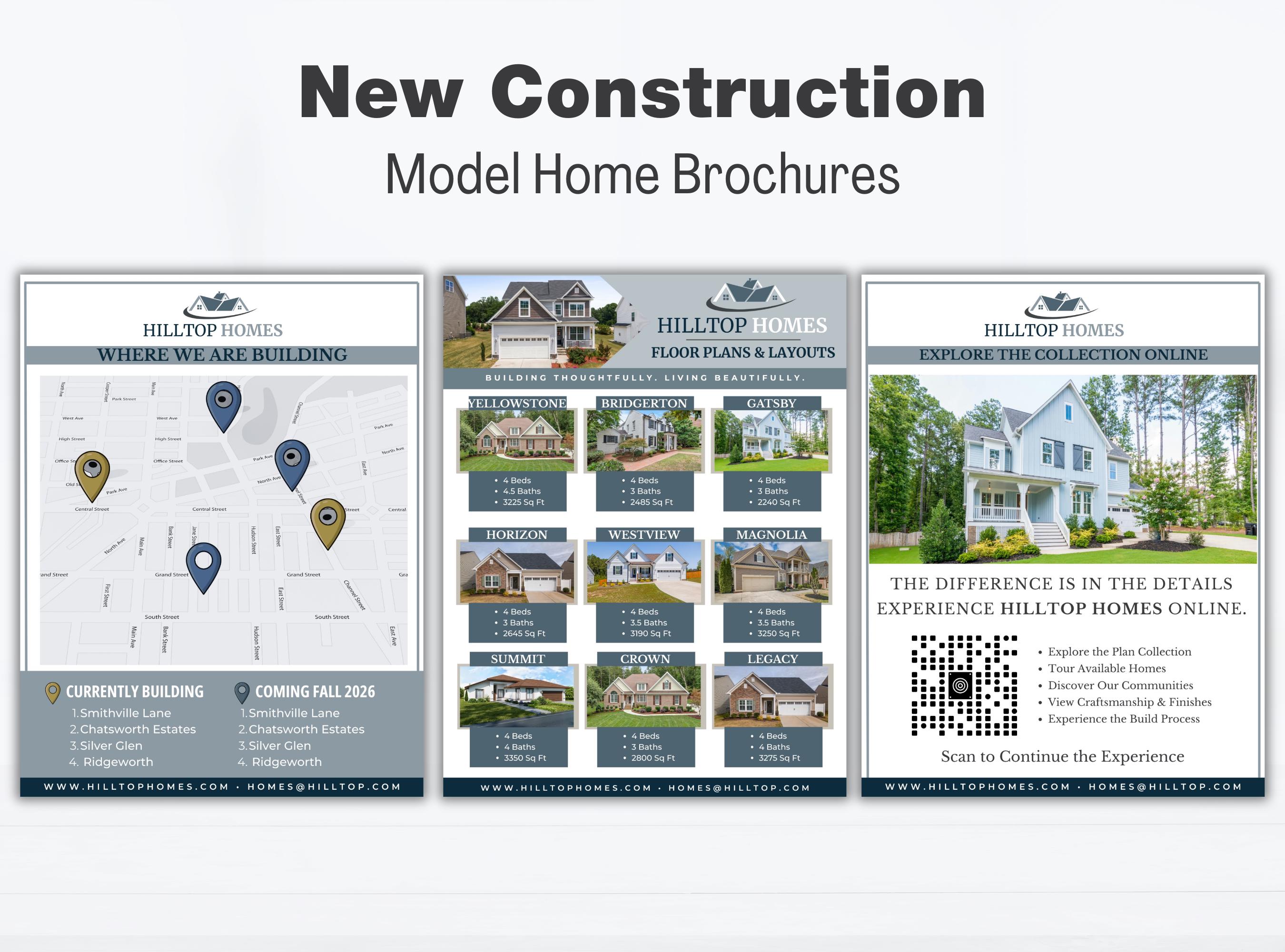 Home Builder Brochure Templates, Floor Plan Layout Sheet, Community Map ...