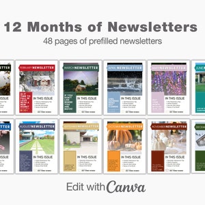Boletín de primavera de bienes raíces, marketing de verano de bienes raíces, carta de todo el año de agricultura inmobiliaria, descarga instantánea, edición en Canva