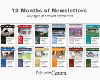 Real Estate Newsletter Template: Full Year Marketing, Editable in Canva (Instant Download)