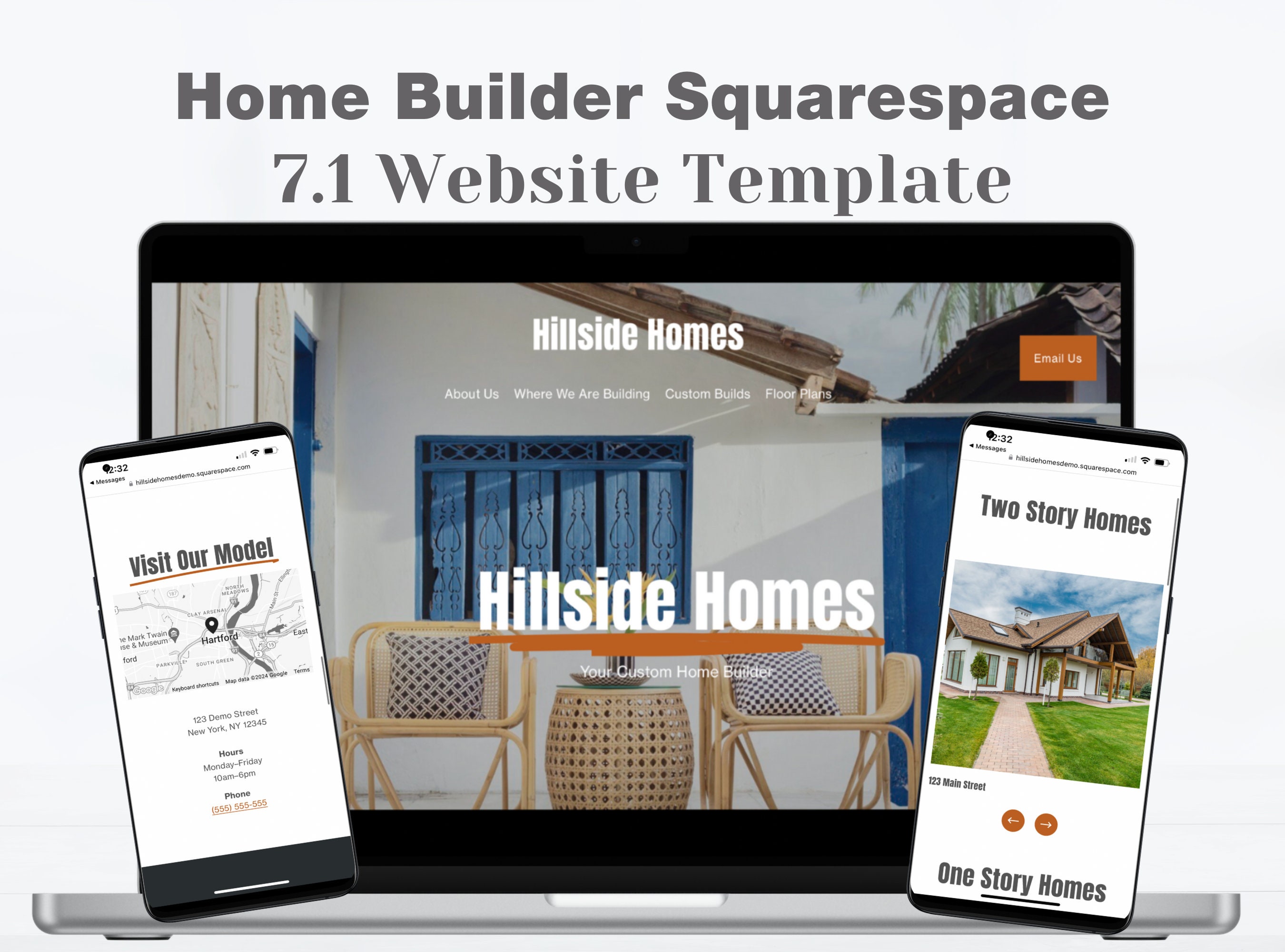 New Construction Home Builder-Website, Squarespace-Website für Makler und Hausbauer, Custom Home-Website V2 Orange BEARBEITEN IN SQUARESPACE