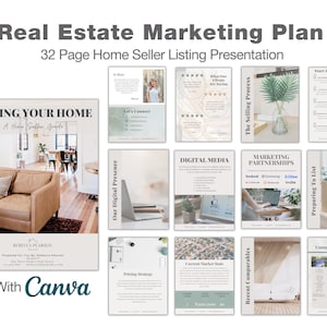 Real Estate Marketing Plan: Home Seller Guide, Canva Template (Digital Download)
