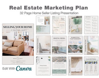 listing presentation kit real estate Real Estate Marketing Plan & Listing Presentation, Seller Guide, Real Estate Marketing, Instant Digital Download, Edit in Canva