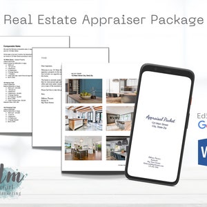 Paquete de tasador, paquete CMA, carta de tasación, análisis comparativo de mercado, marketing de agentes inmobiliarios, personalización y descarga con Google Docs