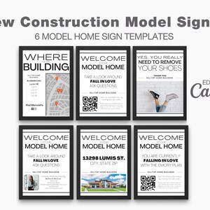 Neue Bau Schilder, Schilder Modell Haus, Willkommen Schild Neue Konstruktion, SOFORTIGER DOWNLOAD, Bearbeiten in Canva