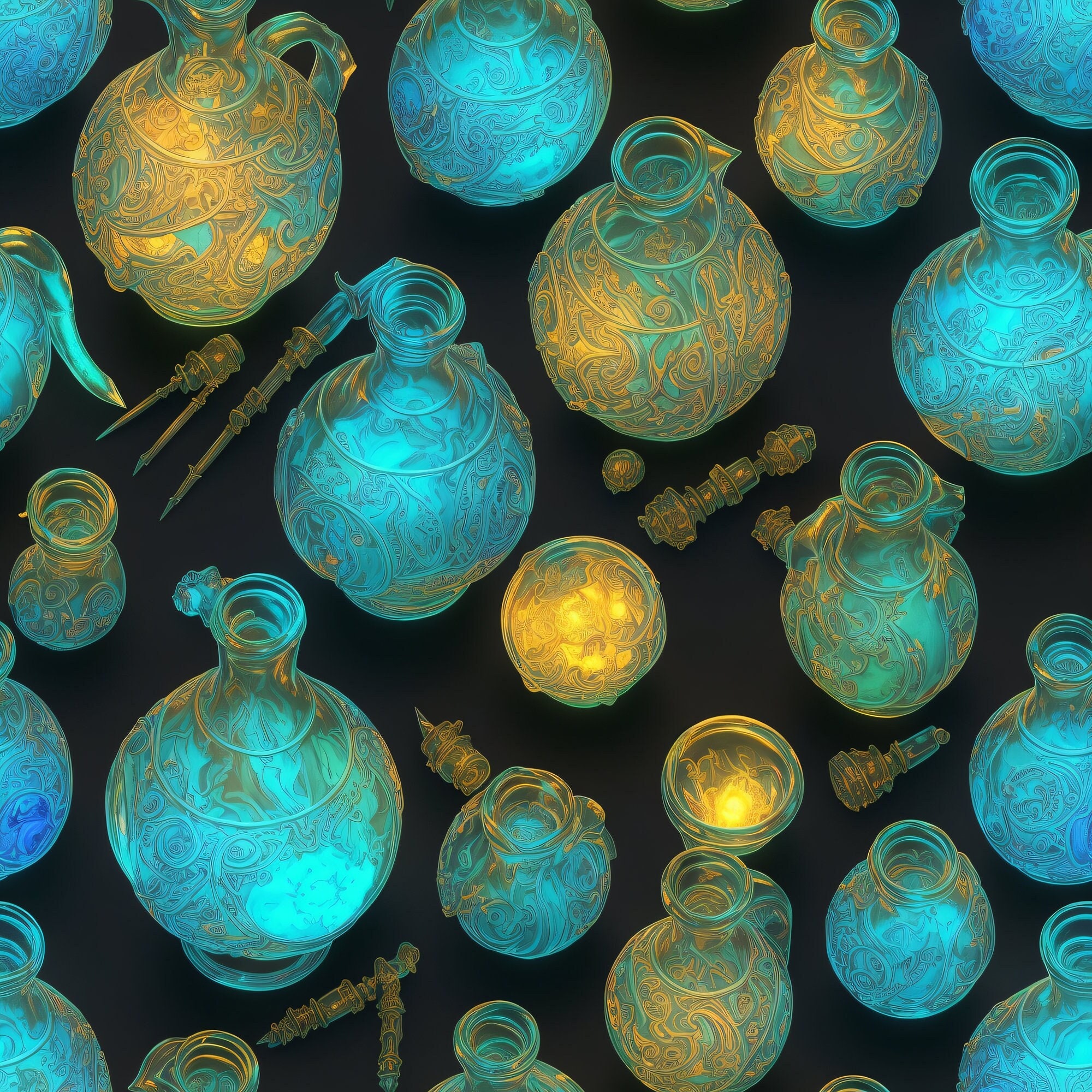 Potion Patterns Mystic Potion Pattern, Alchemist Seamless Printable Download - Etsy