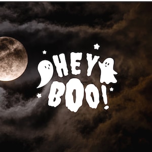 Hey Boo Halloween Decal Sticker, Halloween Decal, Goth, Spooky Car Decal,  Skeleton, Halloween, Spooky, Ghosts Decal, Goth Car