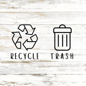 Trash & Recycle Vinyl Decal Stickers - Kitchen Organization, Kitchen Stickers, Kitchen Decals, Trash Can Stickers, Gift for Woman
