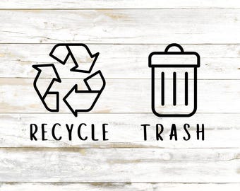 Trash & Recycle Vinyl Decal Stickers: Kitchen Organization