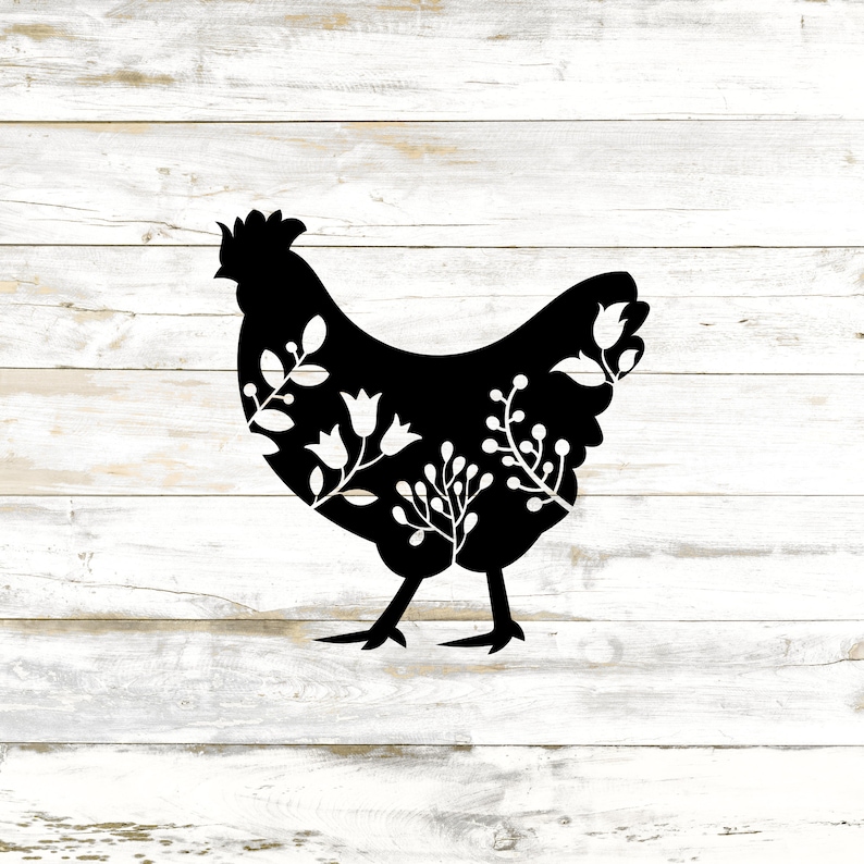 Floral Chicken Vinyl Decal Farm Animal Decal for Car Etsy