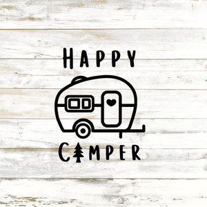 Happy Camper Vinyl Decal Sticker | Camping | Hiking | Outdoors | RV Sticker