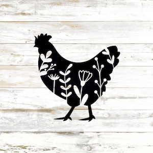 Floral Chicken Vinyl Decal - Farm Animal Decal for Car, Floral Chicken Sticker, Farm Animal Vinyl Car Sticker, Hen, Chicken Vinyl Sticker