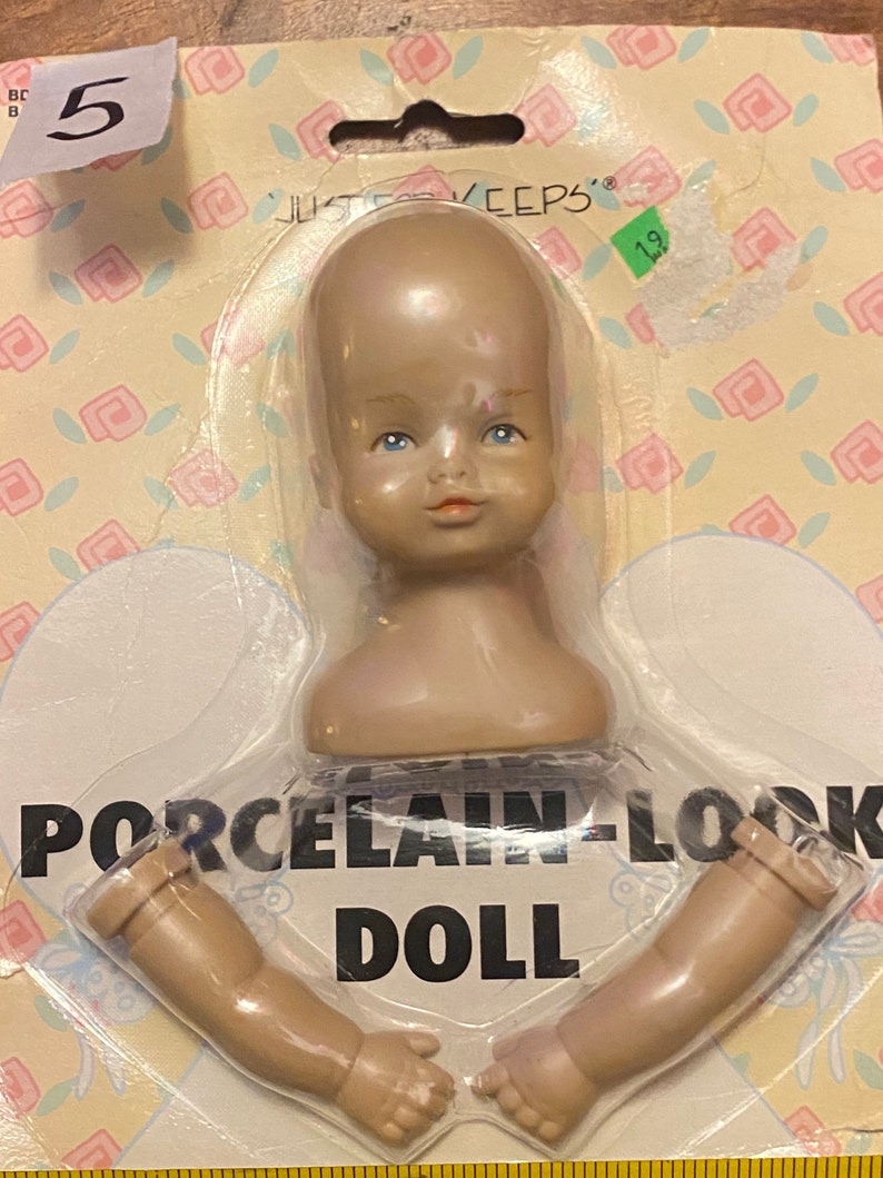 Vintage Porcelain or Plastic Doll Head and Arms for 45 or 59 Doll