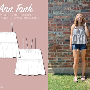 Tiered Tank | Digital Sewing Pattern | Sizes 2-14 | PDF Download | Gathered Tank with Bias Binding Straps