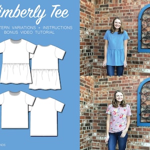 Women&#39;s T-Shirt | Digital Sewing Pattern | Sizes 2-14 | PDF Download | Pattern Bundle | Basic and Flouncy Tee