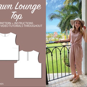 Cropped Sleeveless Top | Digital Sewing Pattern | Sizes 2-14 | PDF Download | Cropped Boxy Tank with Back Zipper Detail