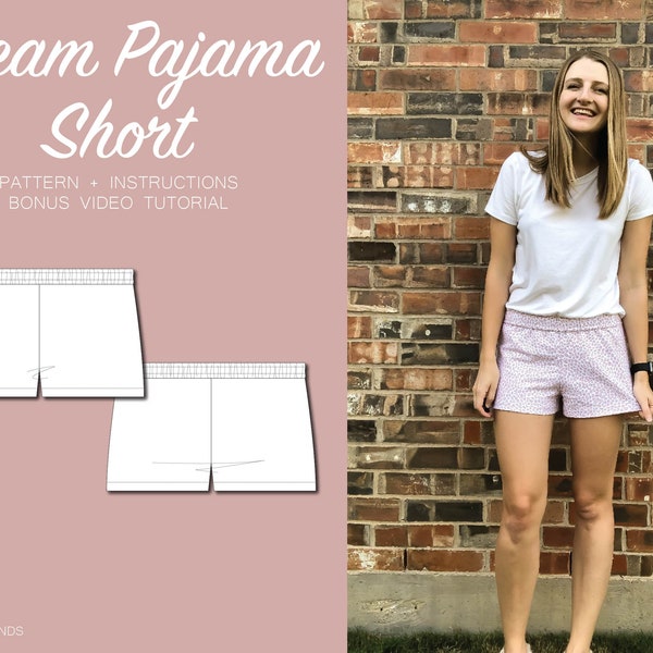 Pajama Short | Digital Sewing Pattern | Sizes 2-14 | PDF Download | Fitted Short with Elastic Waistband