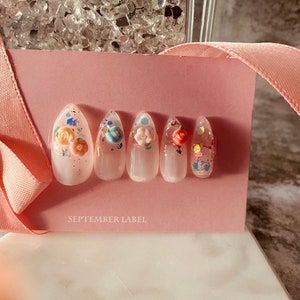 Bridal Bouquet Press On Nails |Japanese Gel| Stiletto Nails| Press On Nails |Reusable Nails | False Nails | Fake Nails |Artist Pattern Nails