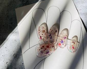 Dried Flower Press On Nails |Japanese Gel | Press On Nails | Reusable Nails | False Nails |Fake Nails | Coffin Nails | Artist Pattern Nails