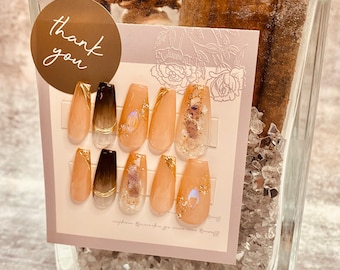Japanese Gel Press On Nails| Press On Nails | Reusable Nails | False Nails | Fake Nails | Gel Nails | Coffin Nails | Artist Pattern Nails