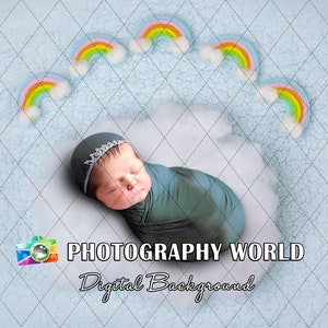 Rainbow and Cloud Newborn Digital Background - Rainbow Newborn Digital Backdrop Composite - Instant Download, Newborn digital backdrop, JPG