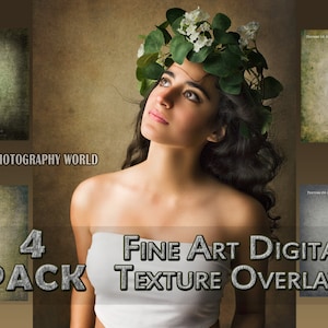 4 x Fine Art TEXTURES Pack Bundle - Photo Overlays, Digital Backdrop, Photoshop Textures, Scrap book textures, Vintage Textures, ps Overlays