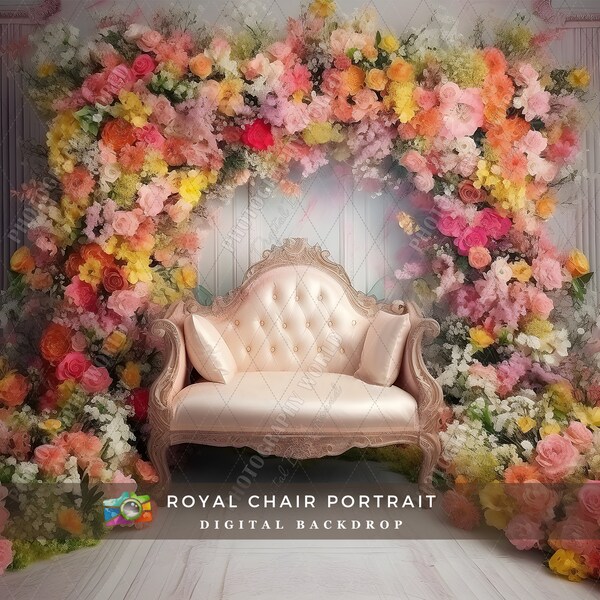 Mother's Day Floral Chair Digital Backdrop, Newborn Backdrop Bed, Dog Photo Background, Maternity, Mother's Day Backdrops, Pet Photography