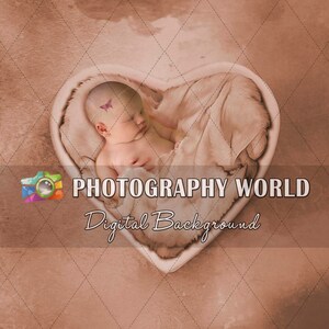 Valentine's Day Rose Gold Love Heart Digital Background Newborn - Backdrop Overlay - Background Composite, Love Heart