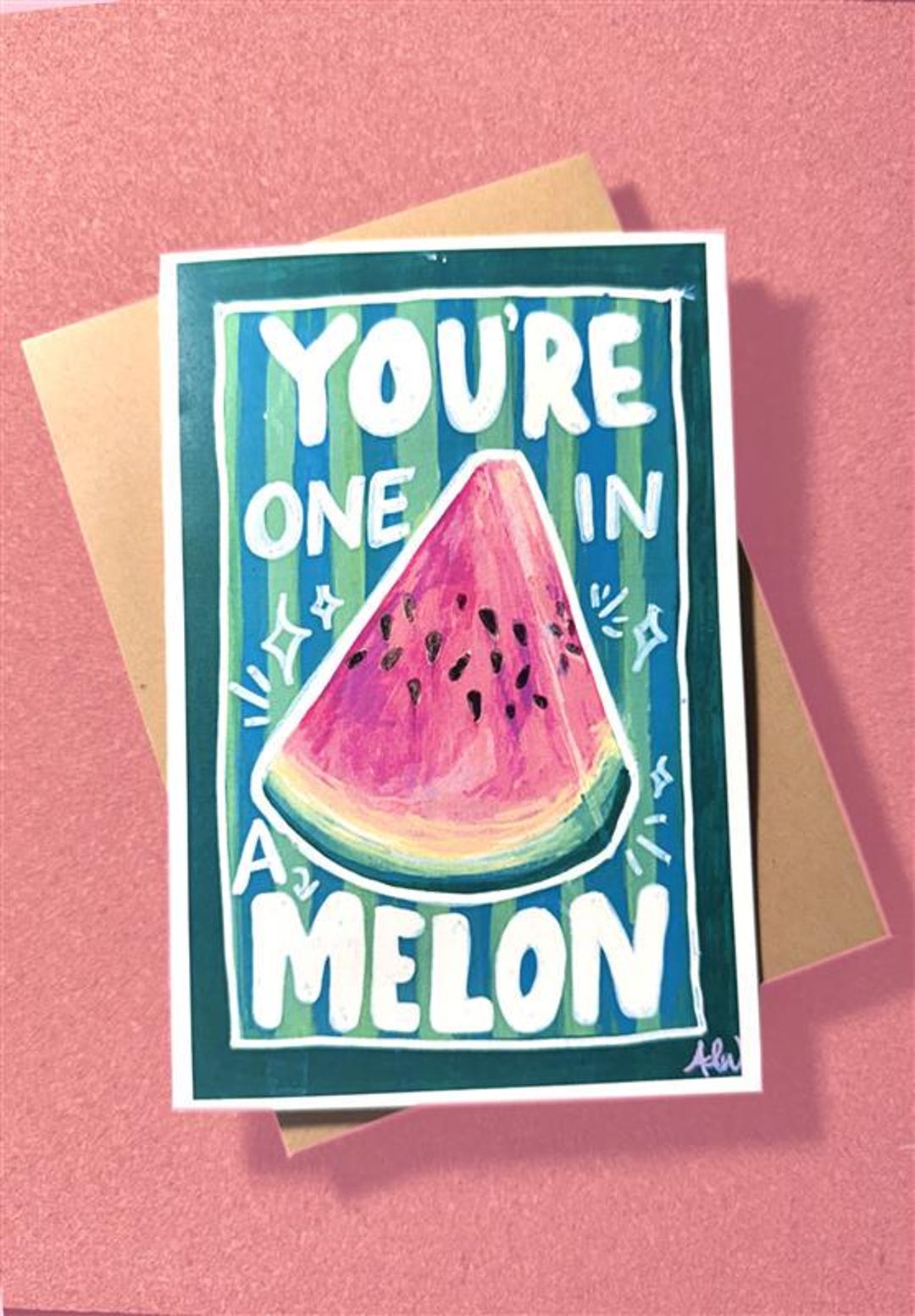 You’re One in A Melon | Handmade Card | Watermelon Card | Food Pun ...