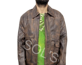 I-J Harrison Distressed Real Leather Jacket