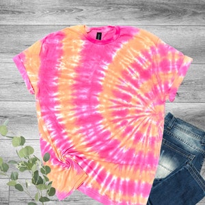 Tie Dye Shirt , Womens tie dye shirt, Men Tie dye shirt, Family tie dye shirt,  Adult tie dye shirt, Pink and Orange spiral tie dye shirt