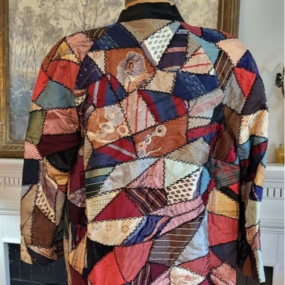 Antique Victorian Crazy Quilt patchwork Stitched … - image 5