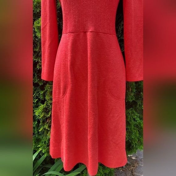 Vintage 60s/70s My Latest Leslie Fay Red Wool wit… - image 8