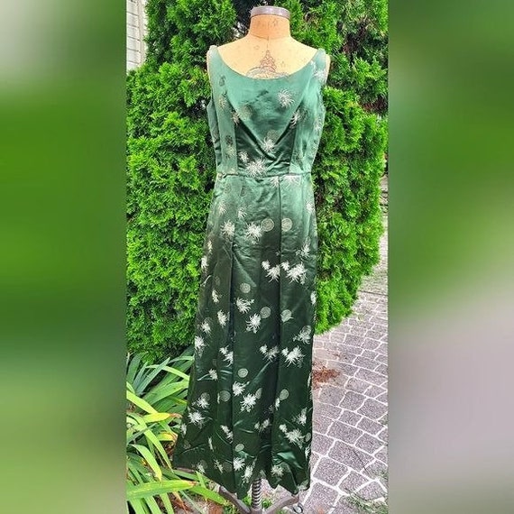 Beautiful Green Brocade Asian Wiggle Dress Roushan