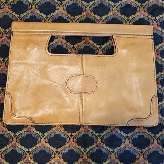 Prada embossed LOGO Borsello Clutch Bag Purse Bag Pouch Tanned Pebbled Calf  Skin