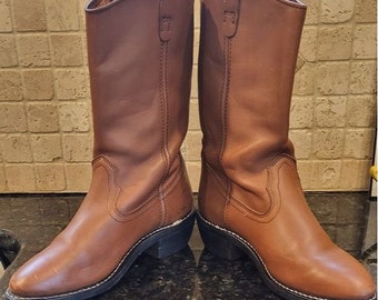 Mason Western Tan Leather Work Boots Size 9.5D - Etsy display picture 2