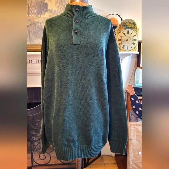 Chaps Green Knit Button Up Sweater - image 1