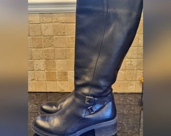 Women's Stavali Tall Black Leather Riding Boots Size Eur US 6