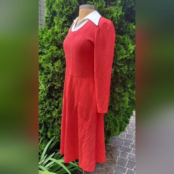 Vintage 60s/70s My Latest Leslie Fay Red Wool wit… - image 3